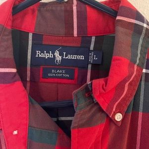 Ralph Lauren blue label plaid holiday long sleeves shirt